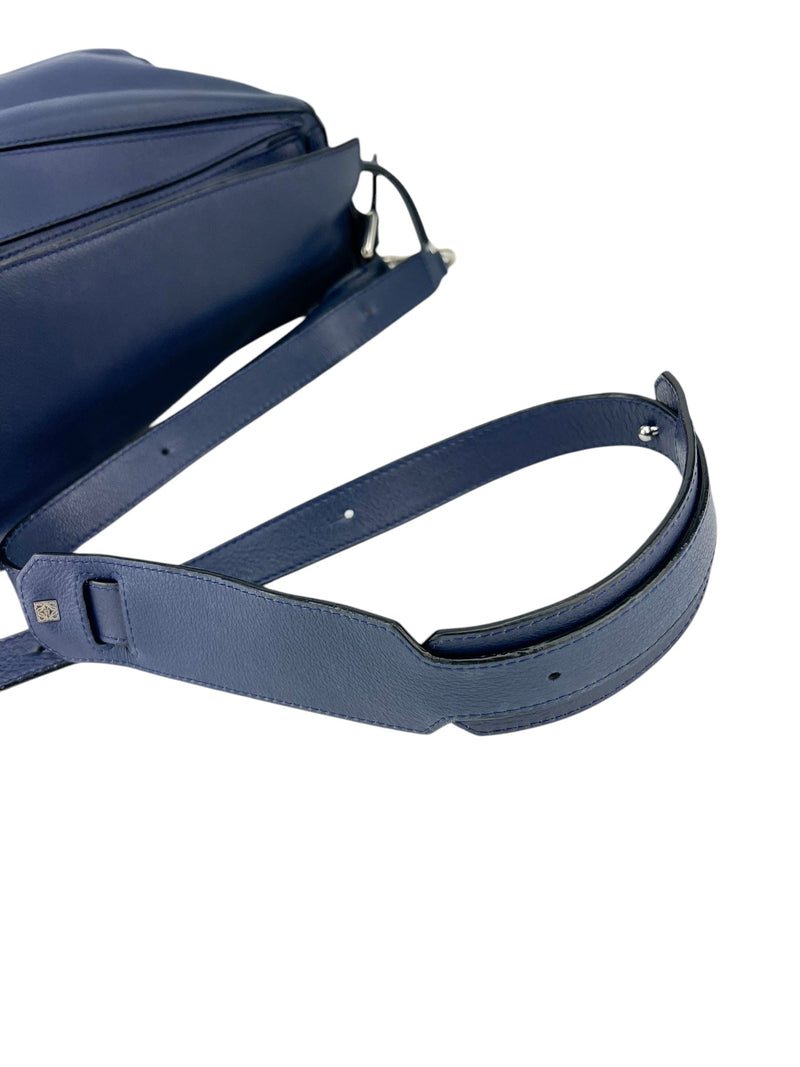 Loewe Navy Blue Leather Puzzle Bag Medium