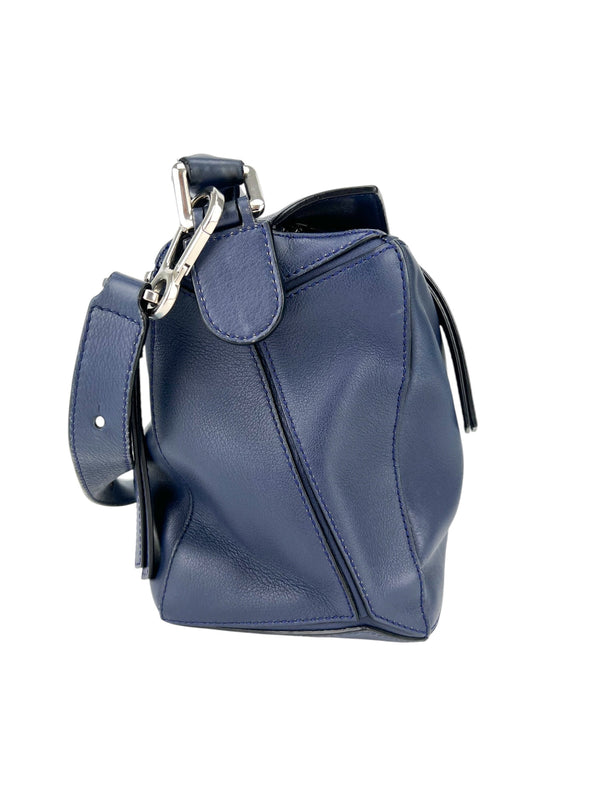Loewe Navy Blue Leather Puzzle Bag Medium