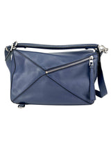 Loewe Navy Blue Leather Puzzle Bag Medium