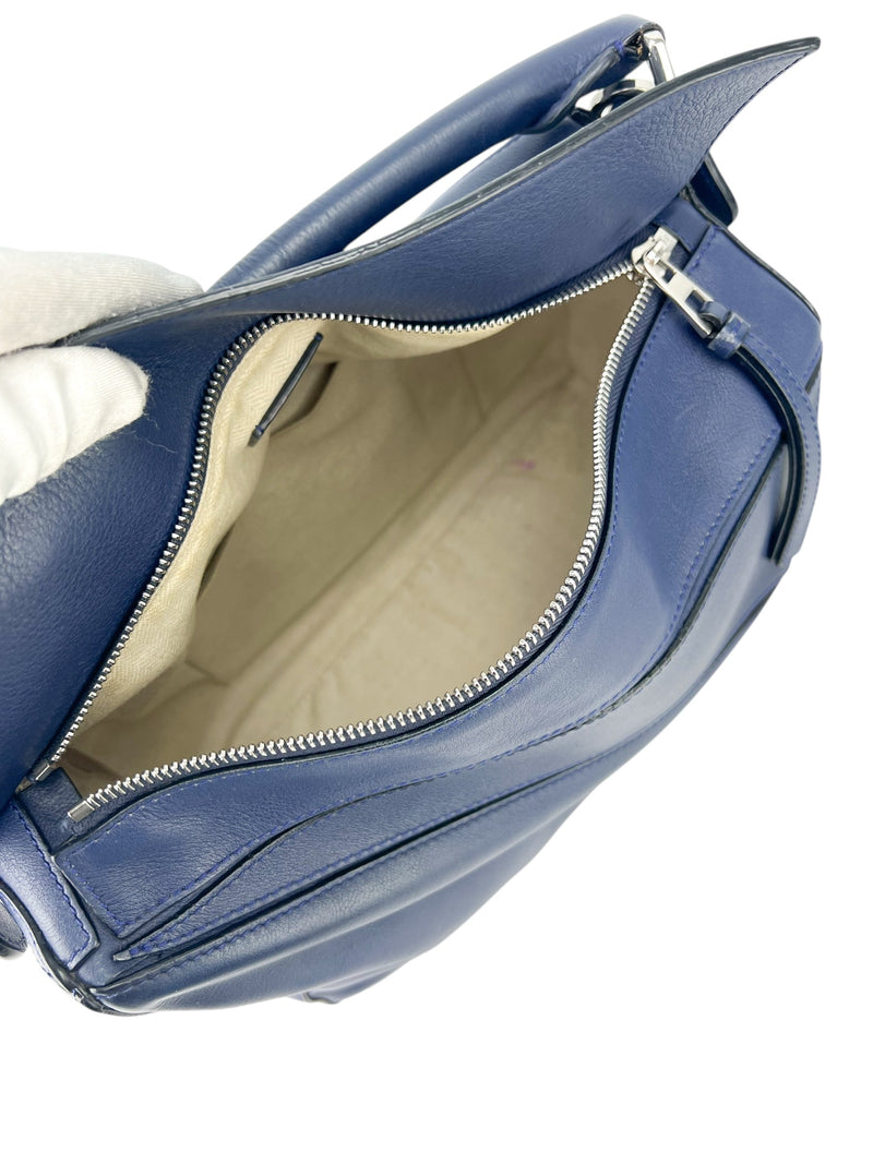Loewe Navy Blue Leather Puzzle Bag Medium