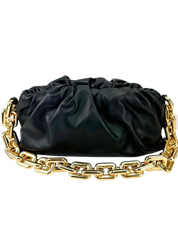 Bottega Veneta Black Chain Pouch Handbag