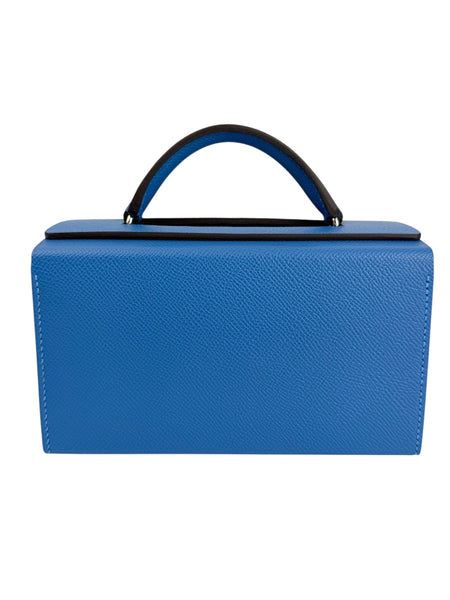 Hermes Petit H Blue Epsom & Croc Minaudiere 18 (NIB)
