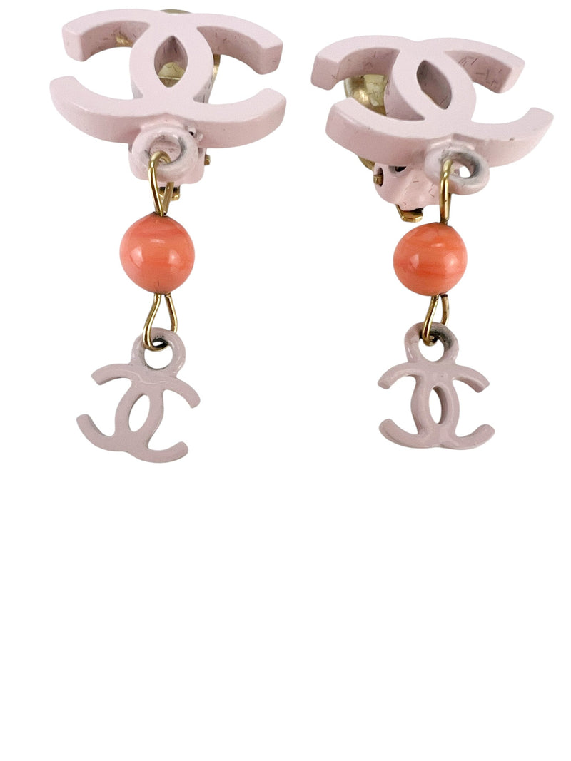 Chanel CC Drop Pink Clip-On Earrings