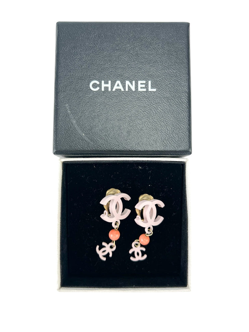 Chanel CC Drop Pink Clip-On Earrings