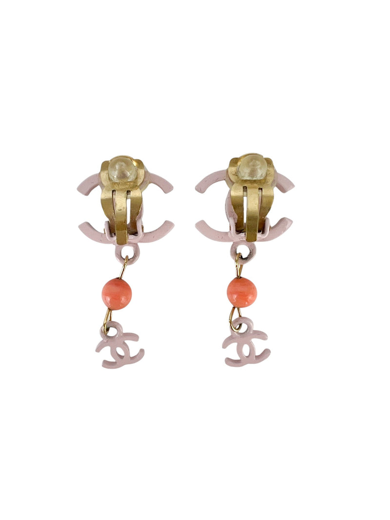 Chanel CC Drop Pink Clip-On Earrings