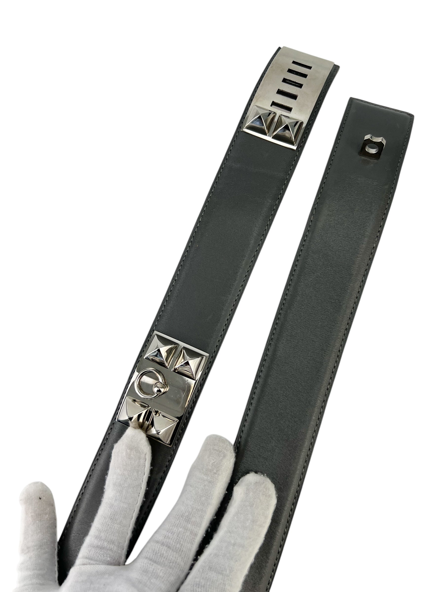 Hermes Grey Collier de Chien Belt Size 75
