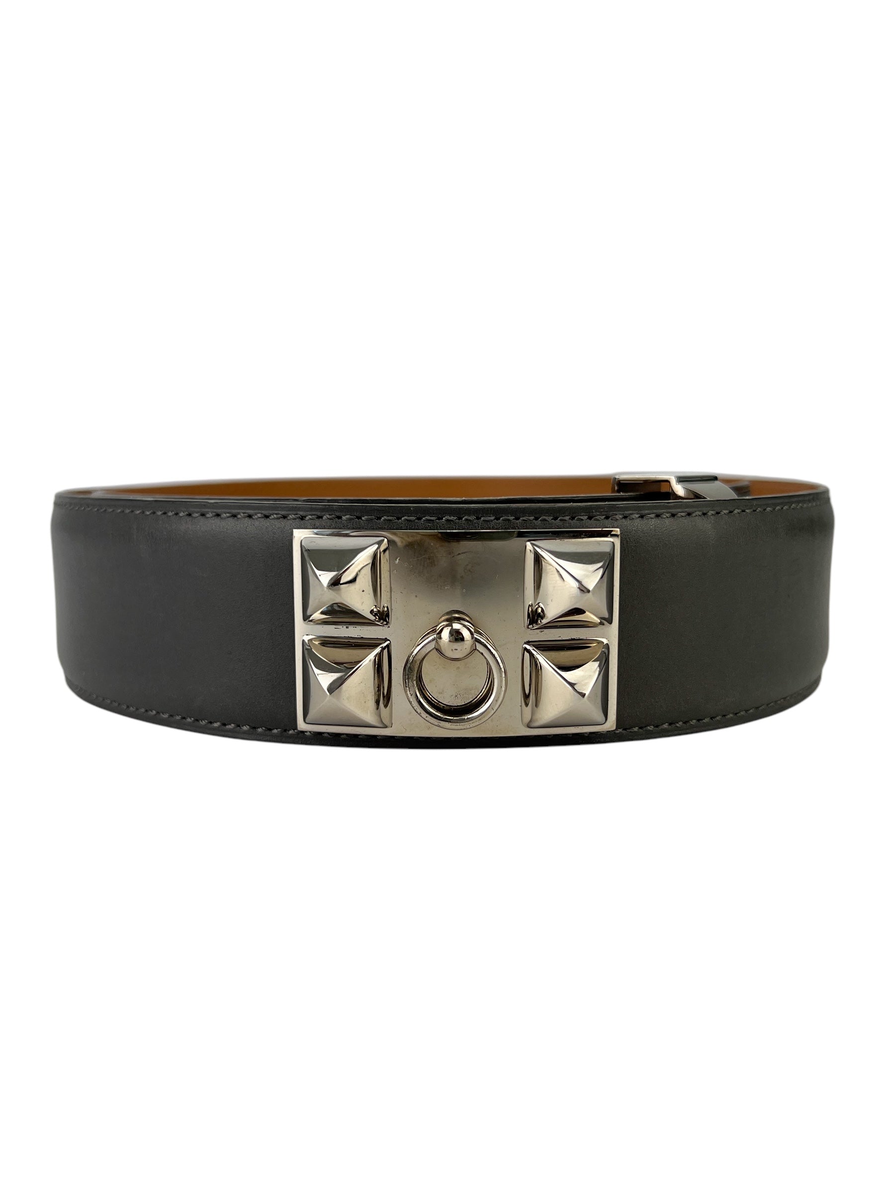 Hermes Grey Collier de Chien Belt Size 75