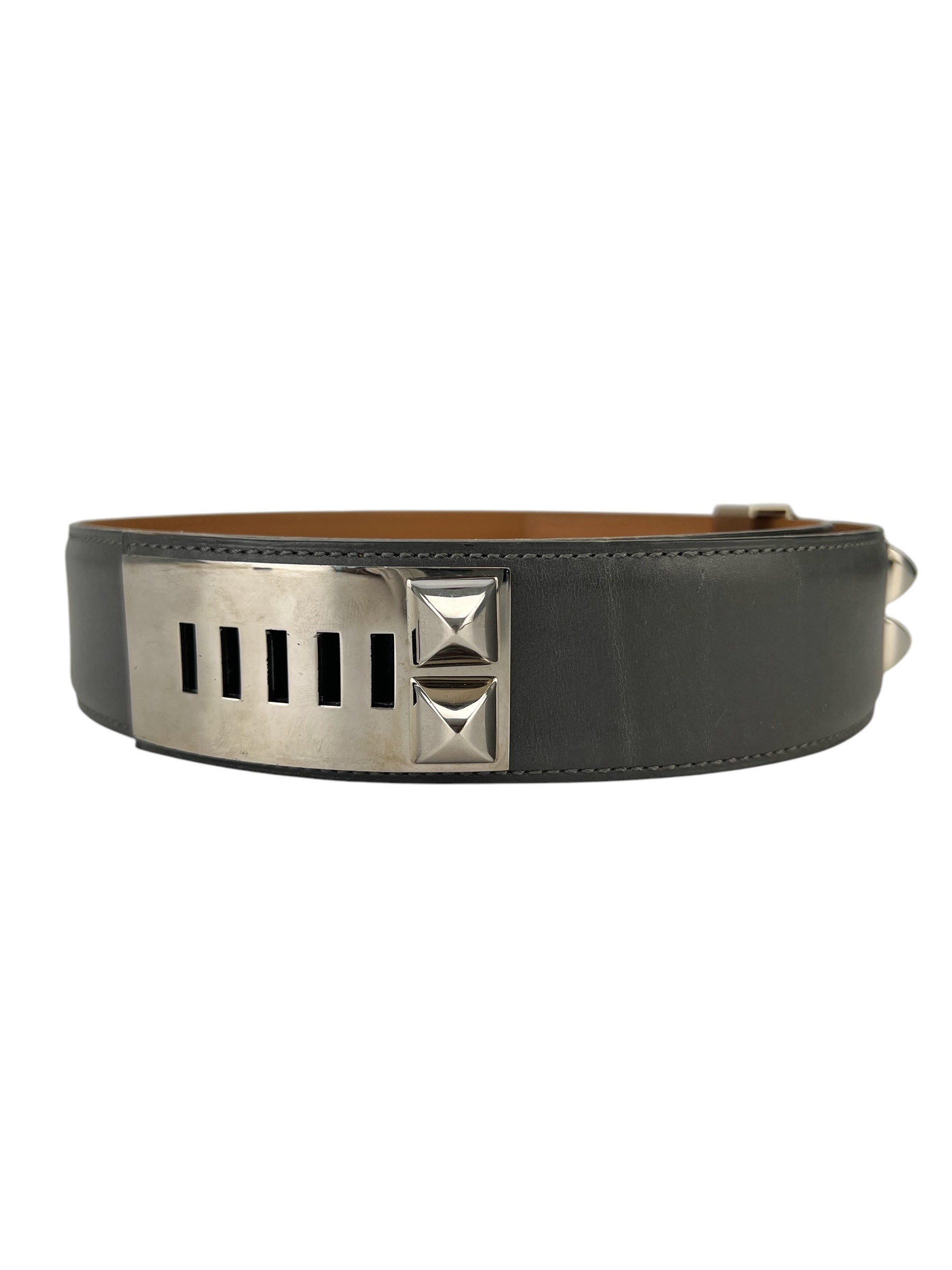 Hermes Grey Collier de Chien Belt Size 75