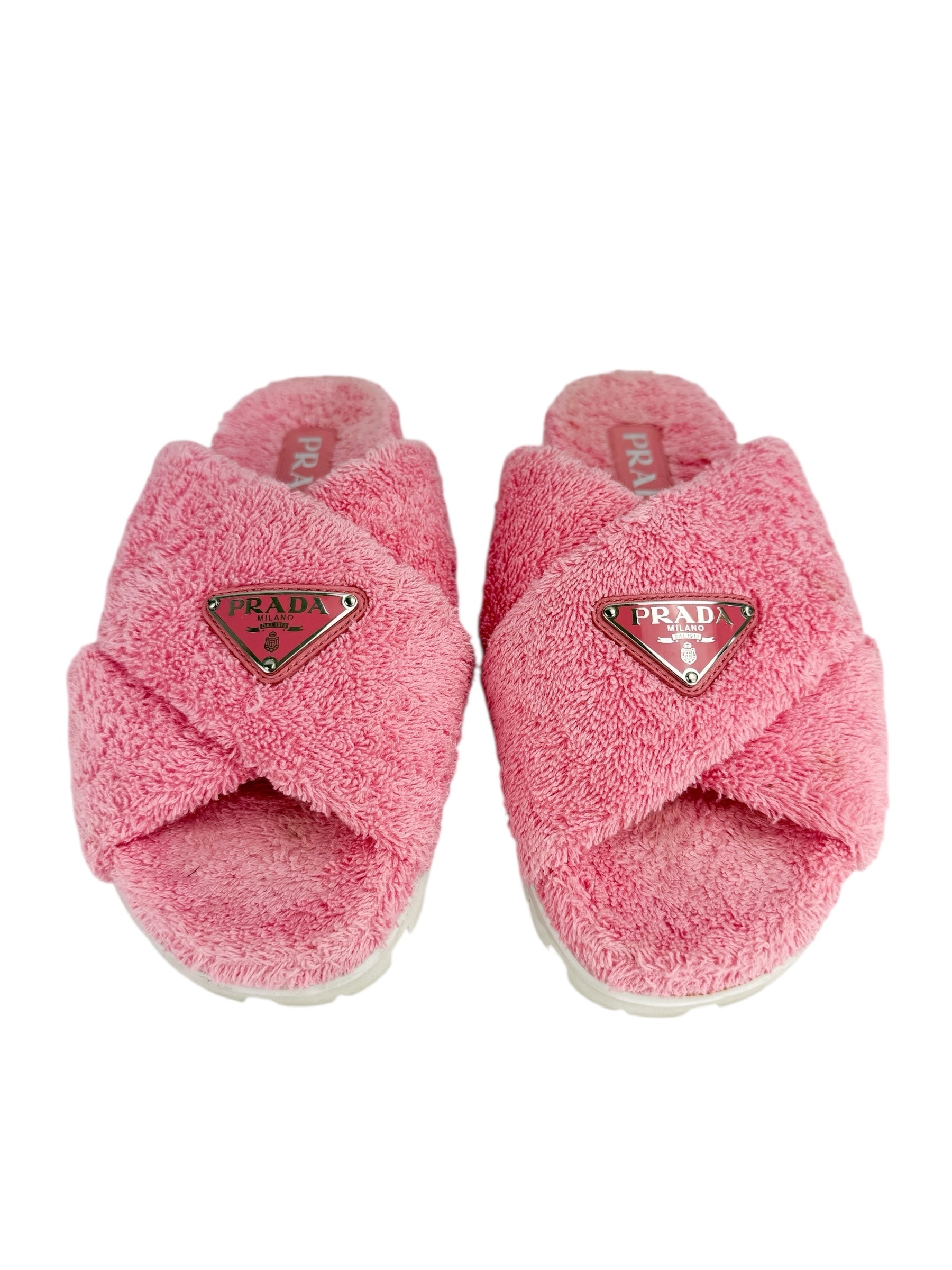 Prada Pink Terry Slip On’s Size 35