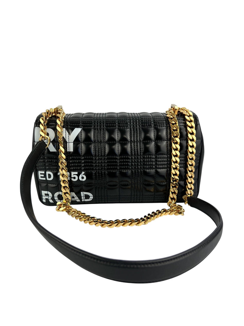 Burberry Black Patent Quilted Lola Horseferry W/ Duster