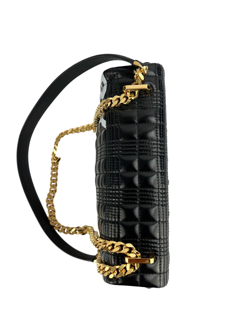 Burberry Black Patent Quilted Lola Horseferry W/ Duster