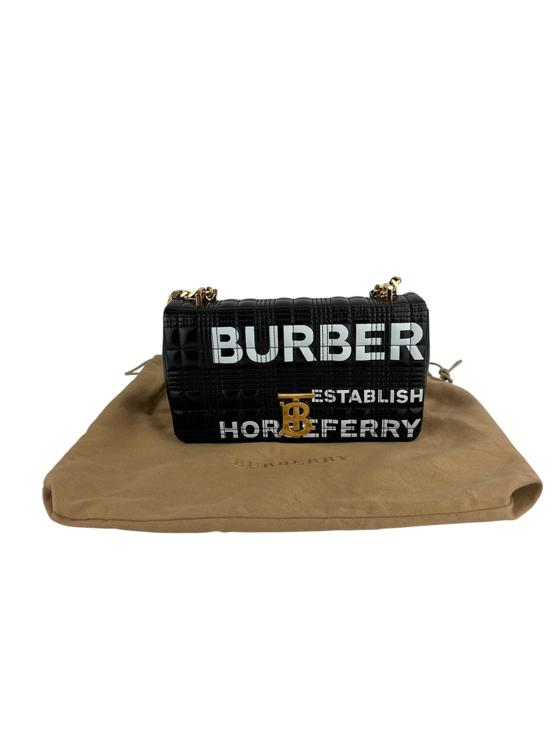 Burberry Black Patent Quilted Lola Horseferry W/ Duster