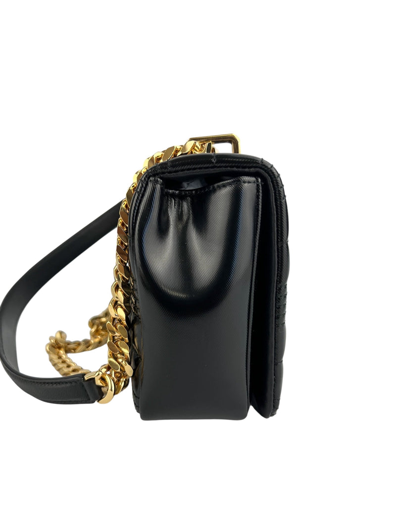 Burberry Black Patent Quilted Lola Horseferry W/ Duster