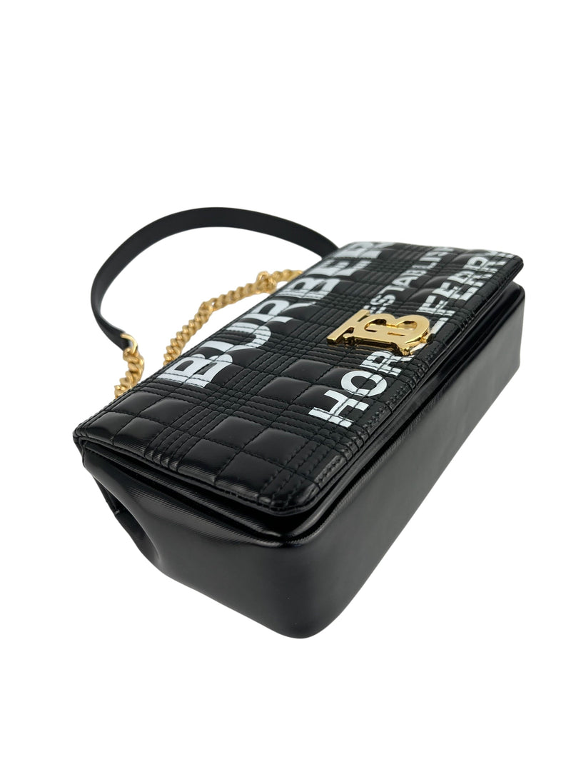 Burberry Black Patent Quilted Lola Horseferry W/ Duster