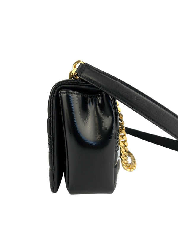 Burberry Black Patent Quilted Lola Horseferry W/ Duster