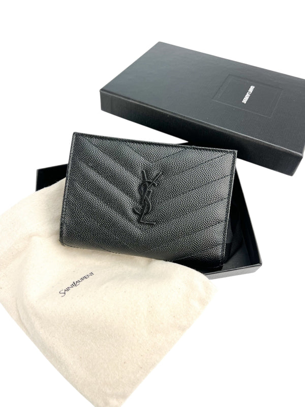 Saint Laurent Black Monochrome Cassandra Wallet