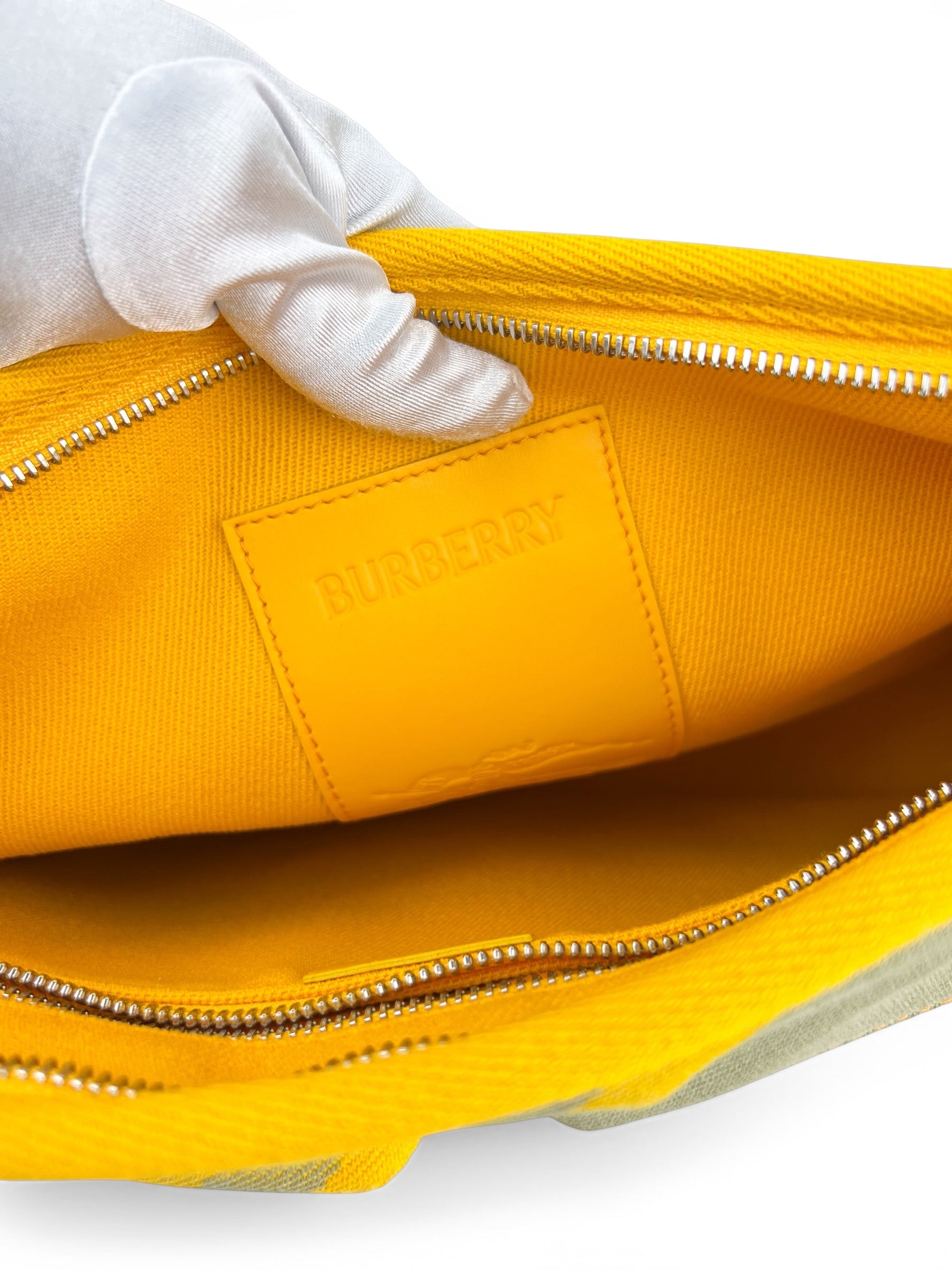 Burberry Yellow Canvas Zip Clutch
