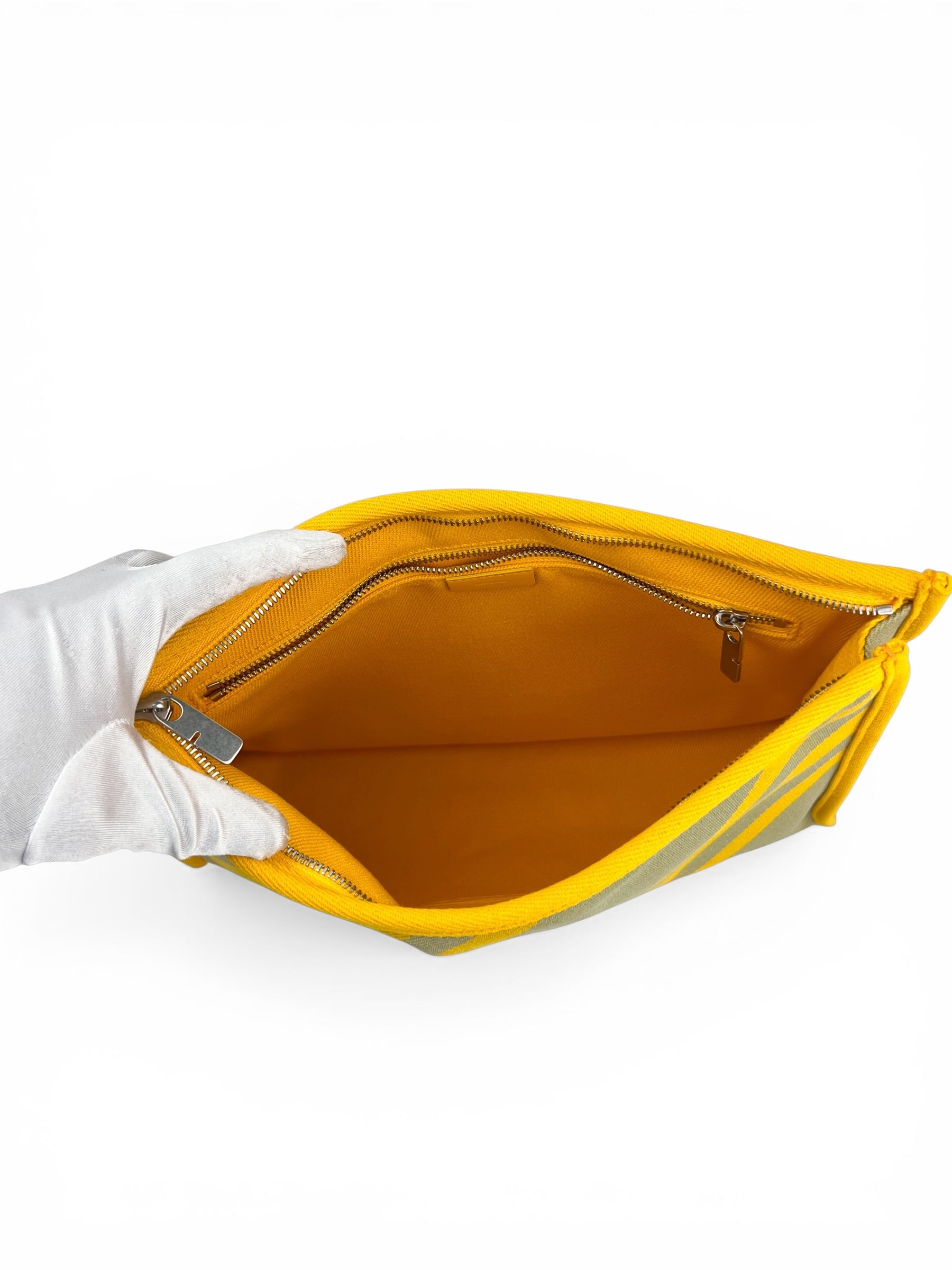Burberry Yellow Canvas Zip Clutch