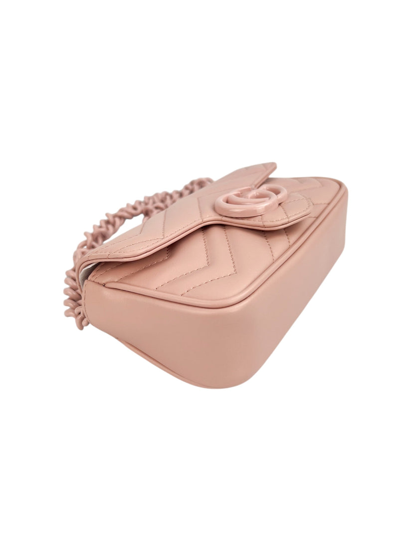 Gucci Pink Leather Marmont Chain Belt Bag