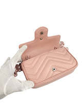 Gucci Pink Leather Marmont Chain Belt Bag