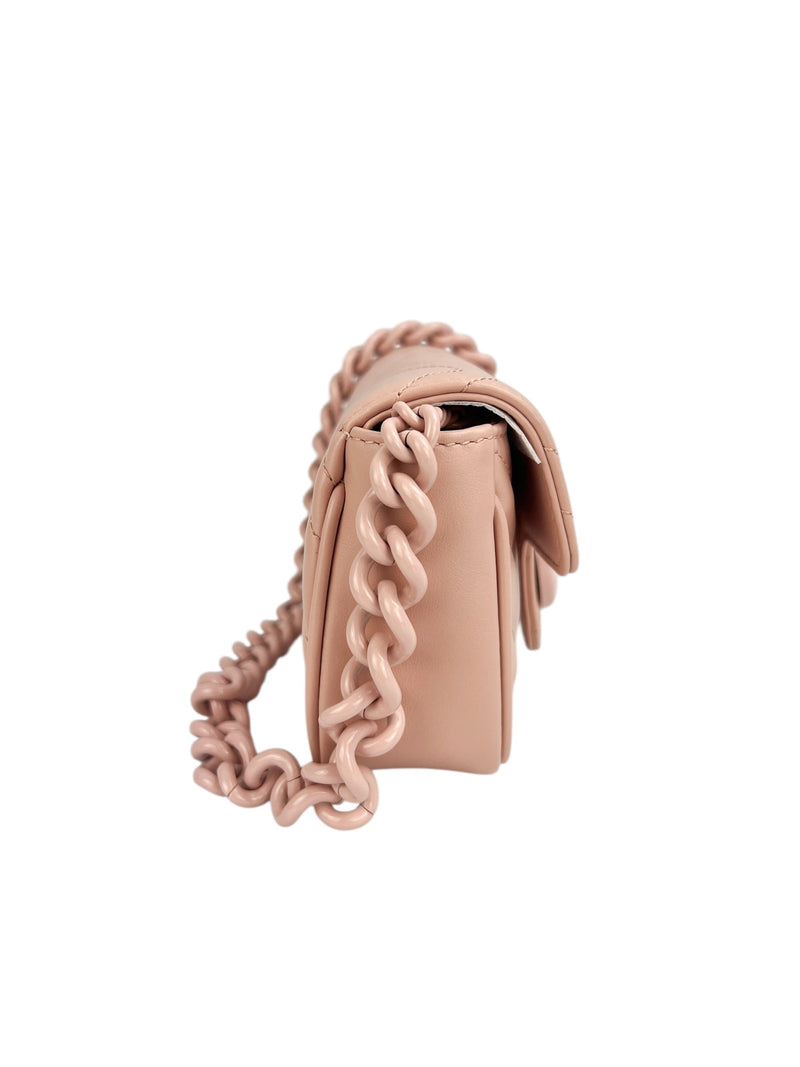 Gucci Pink Leather Marmont Chain Belt Bag