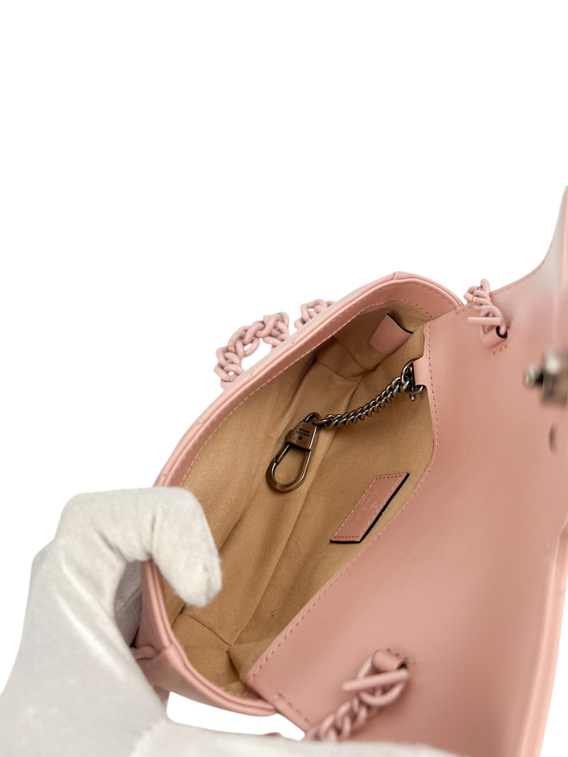 Gucci Pink Leather Marmont Chain Belt Bag