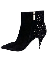 Saint Laurent Black Suede Studded Boots Size 39
