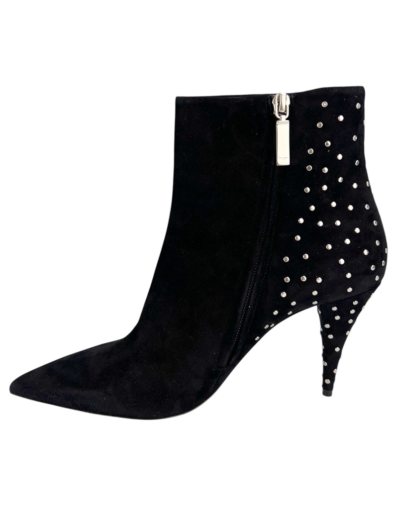 Saint Laurent Black Suede Studded Boots Size 39