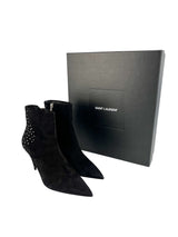 Saint Laurent Black Suede Studded Boots Size 39