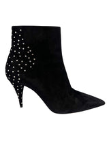 Saint Laurent Black Suede Studded Boots Size 39