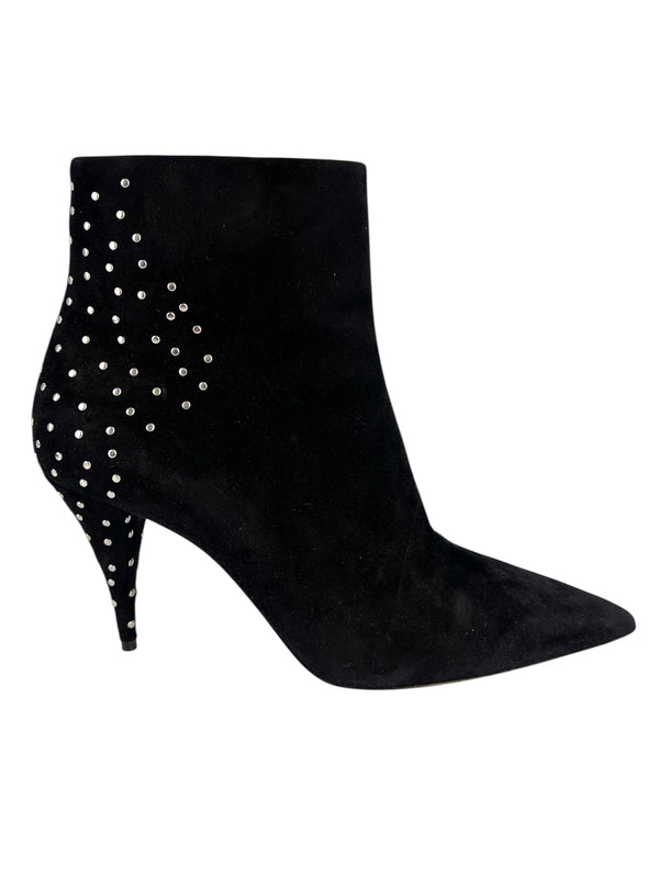 Saint Laurent Black Suede Studded Boots Size 39