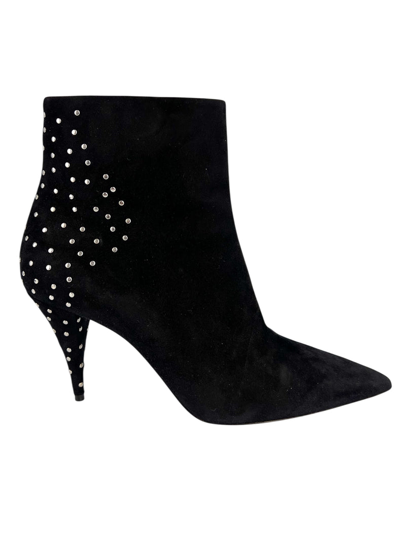 Saint Laurent Black Suede Studded Boots Size 39