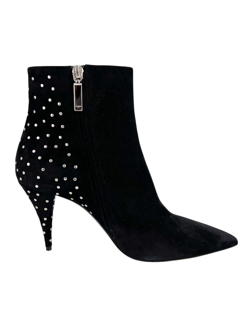 Saint Laurent Black Suede Studded Boots Size 39