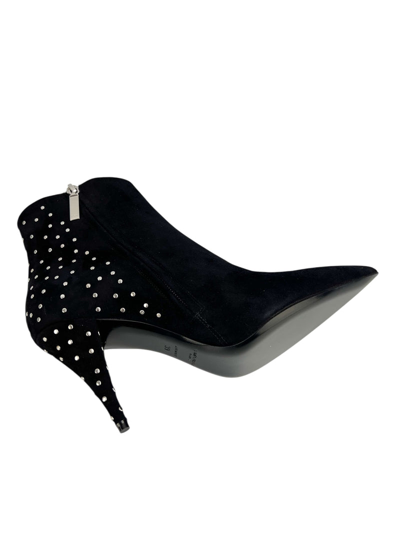 Saint Laurent Black Suede Studded Boots Size 39