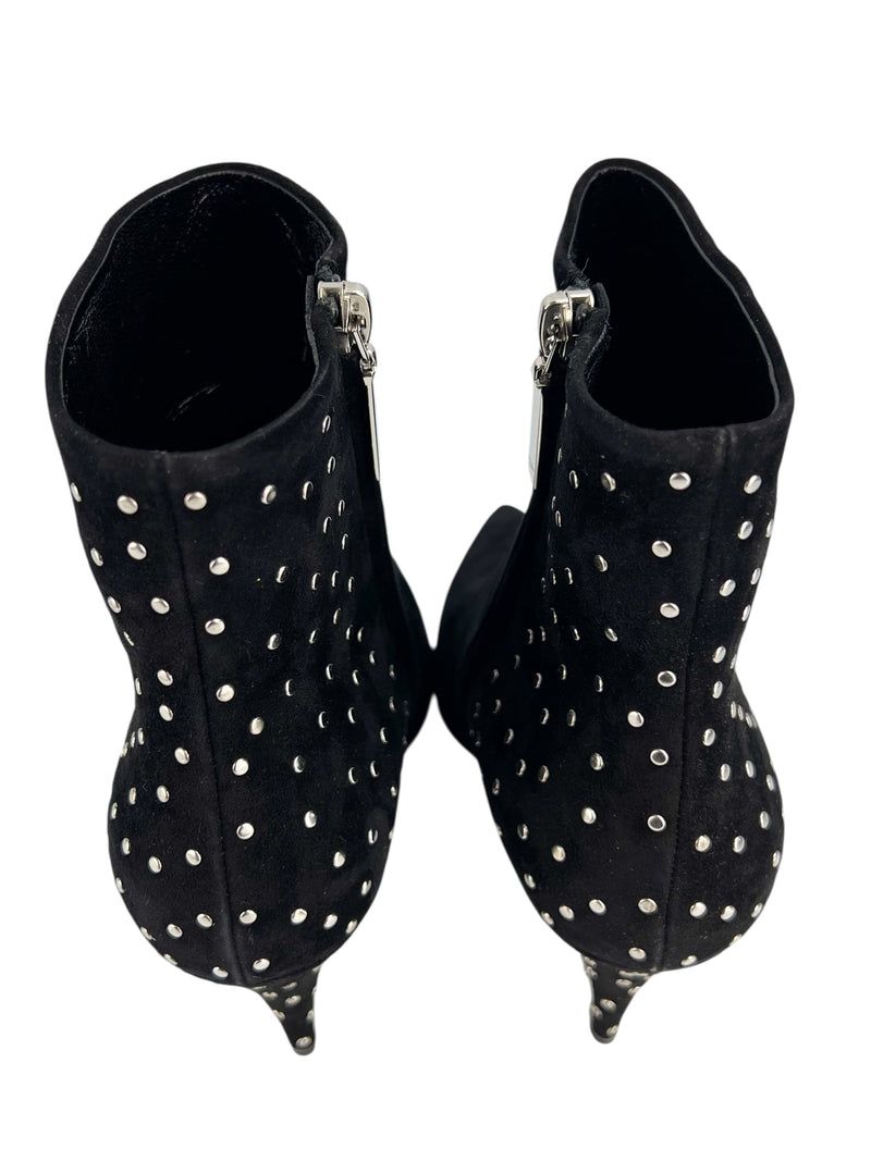 Saint Laurent Black Suede Studded Boots Size 39