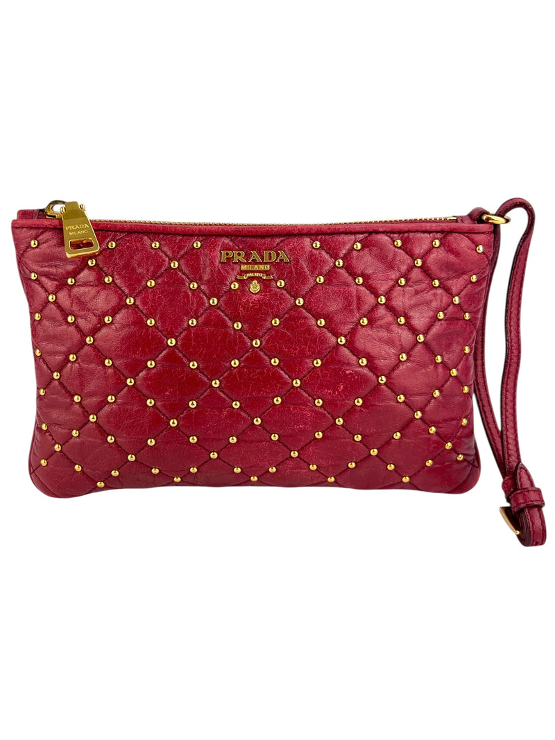 Prada Red Leather Wristlet