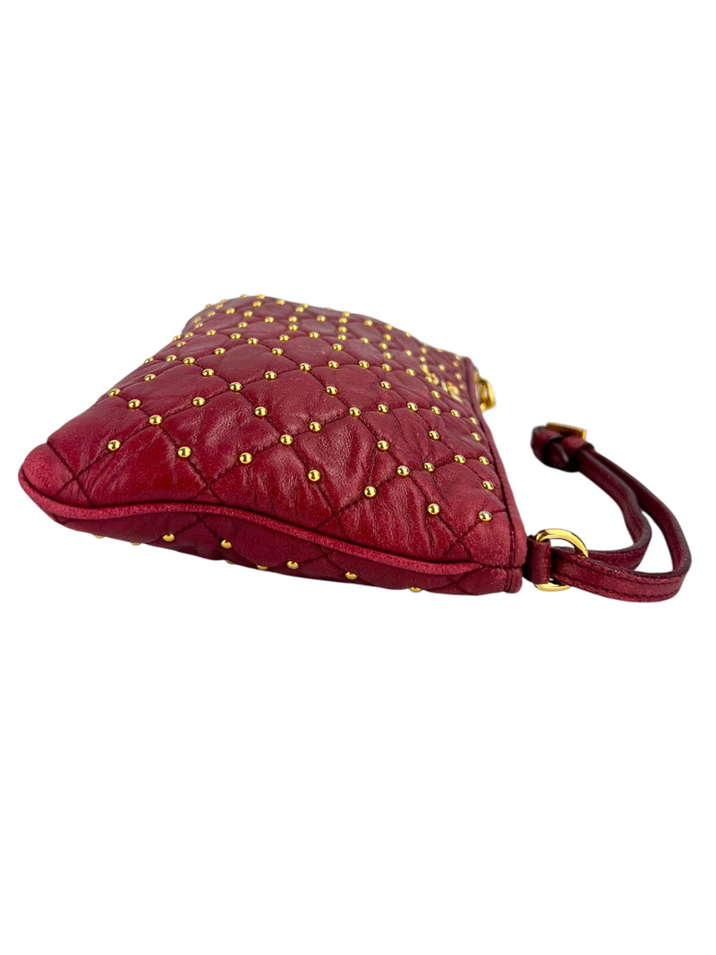 Prada Red Leather Wristlet