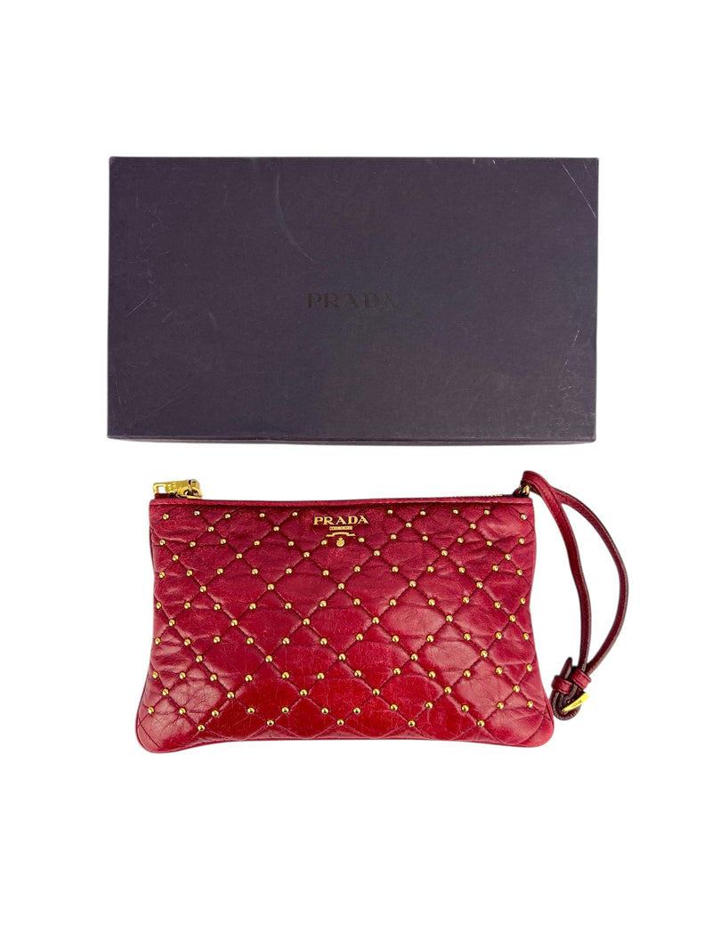 Prada Red Leather Wristlet