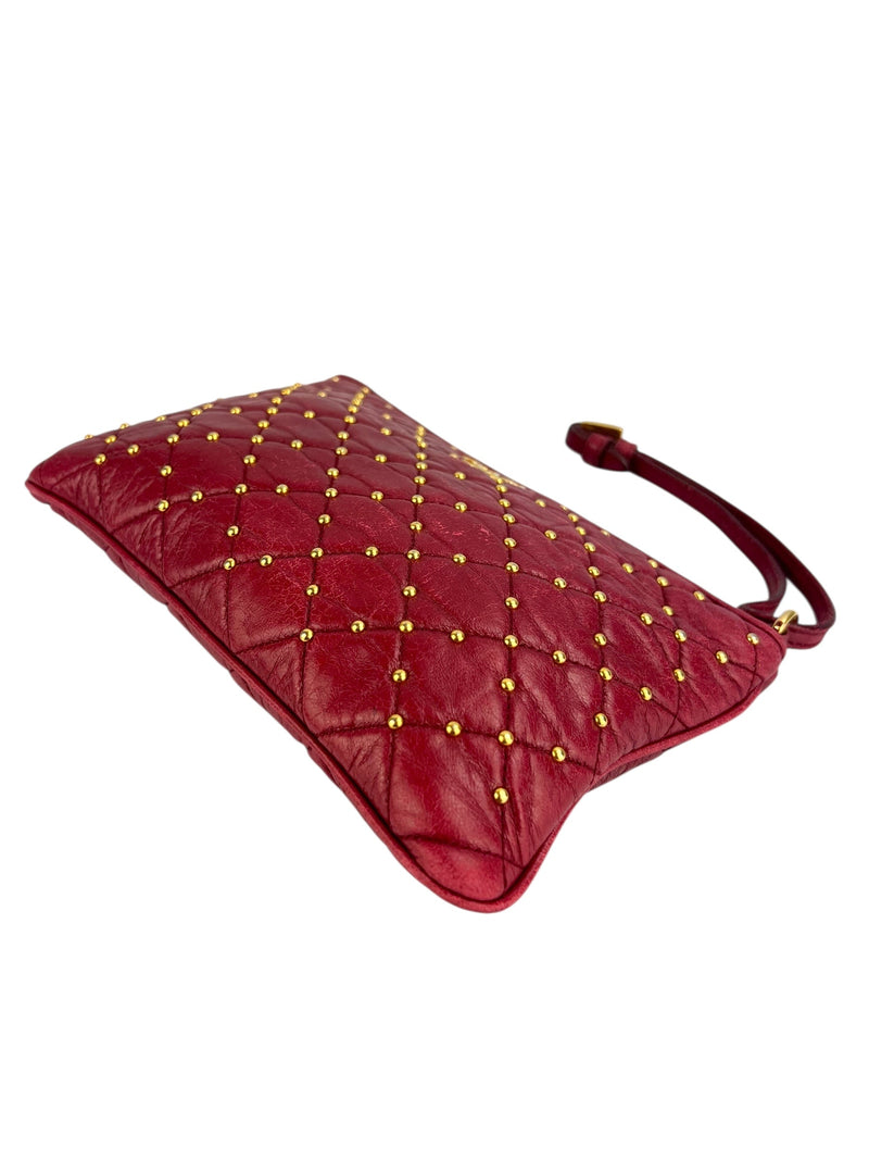 Prada Red Leather Wristlet