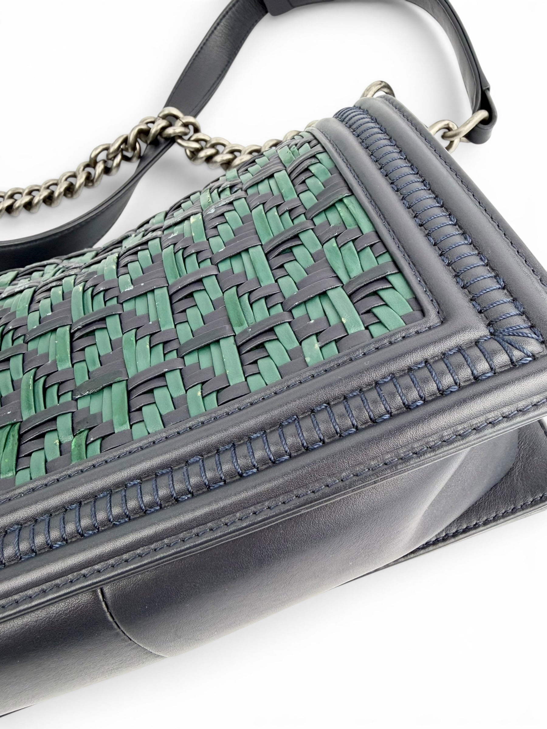 chanel-navy---green-calfskin-woven-old-medium-boy-bag-6