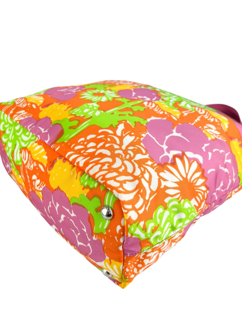 Prada Tessuto Floral Print Nylon Convertible Tote