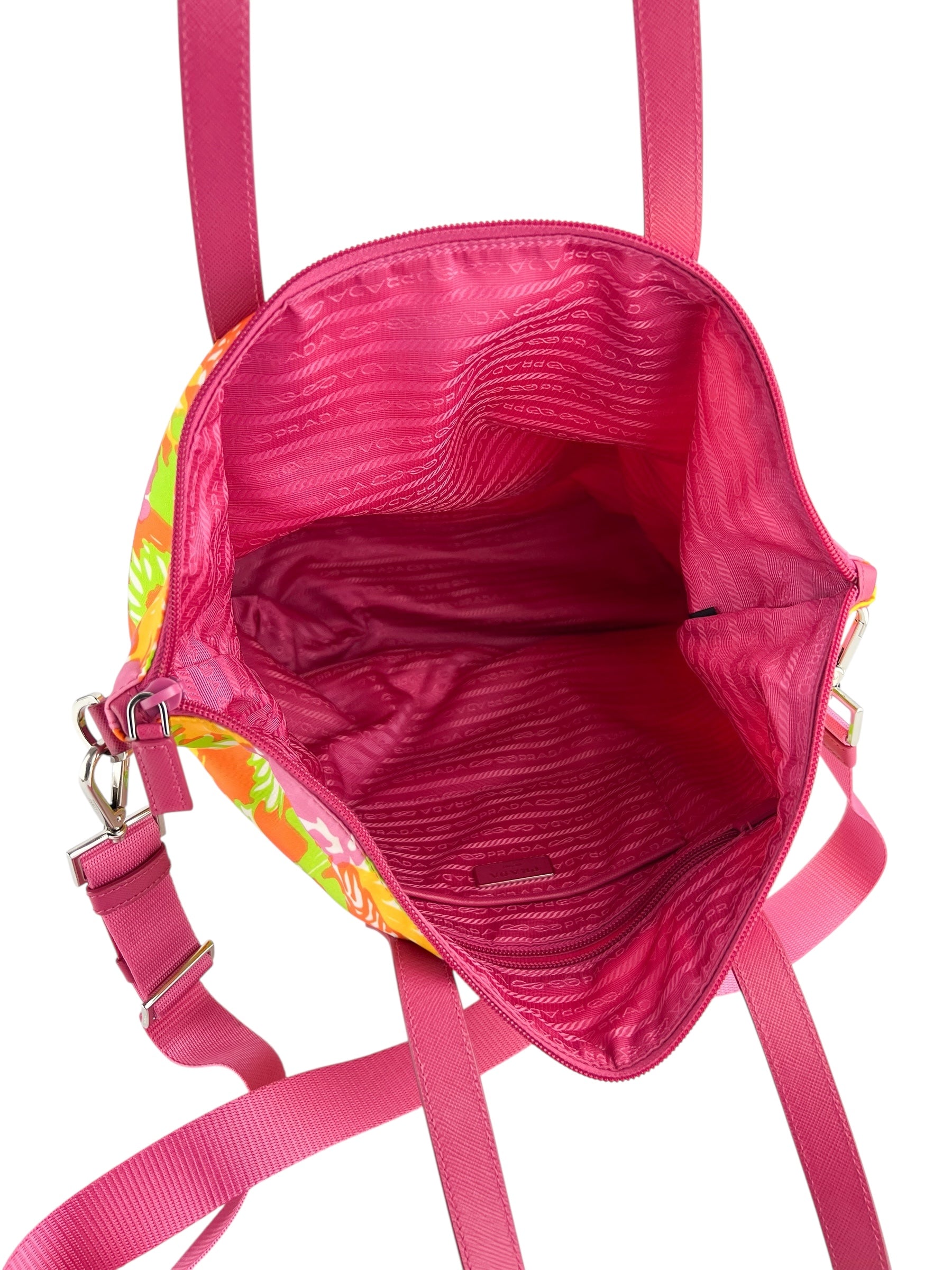 Prada Tessuto Floral Print Nylon Convertible Tote