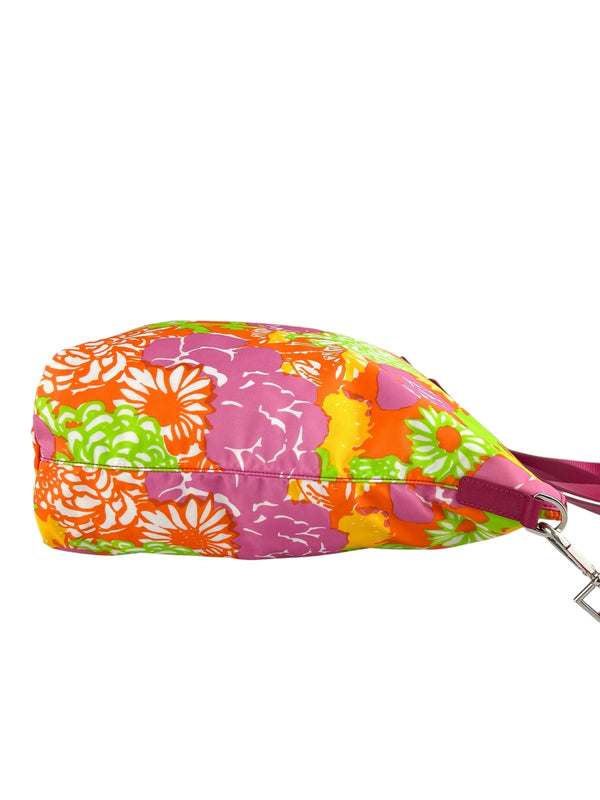 Prada Tessuto Floral Print Nylon Convertible Tote