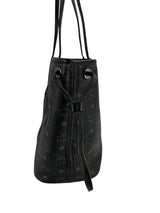 MCM Black Leather Logo Tote
