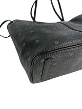 MCM Black Leather Logo Tote