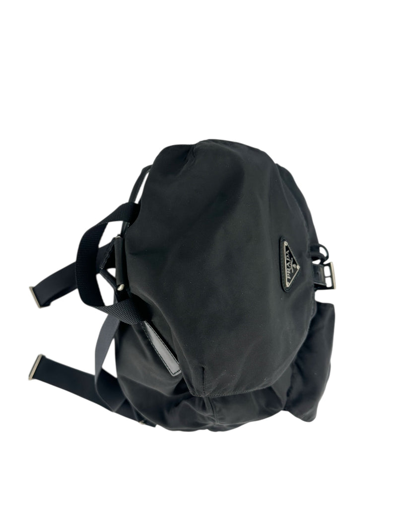 Prada Black Nylon Double Front Pocket Backpack