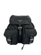 Prada Black Nylon Double Front Pocket Backpack MM