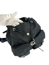 Prada Black Nylon Double Front Pocket Backpack MM