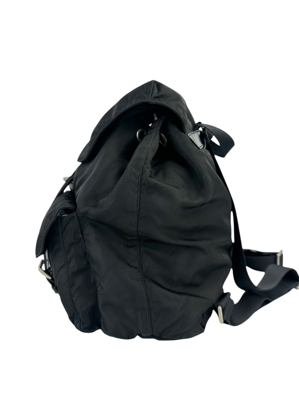 Prada Black Nylon Double Front Pocket Backpack
