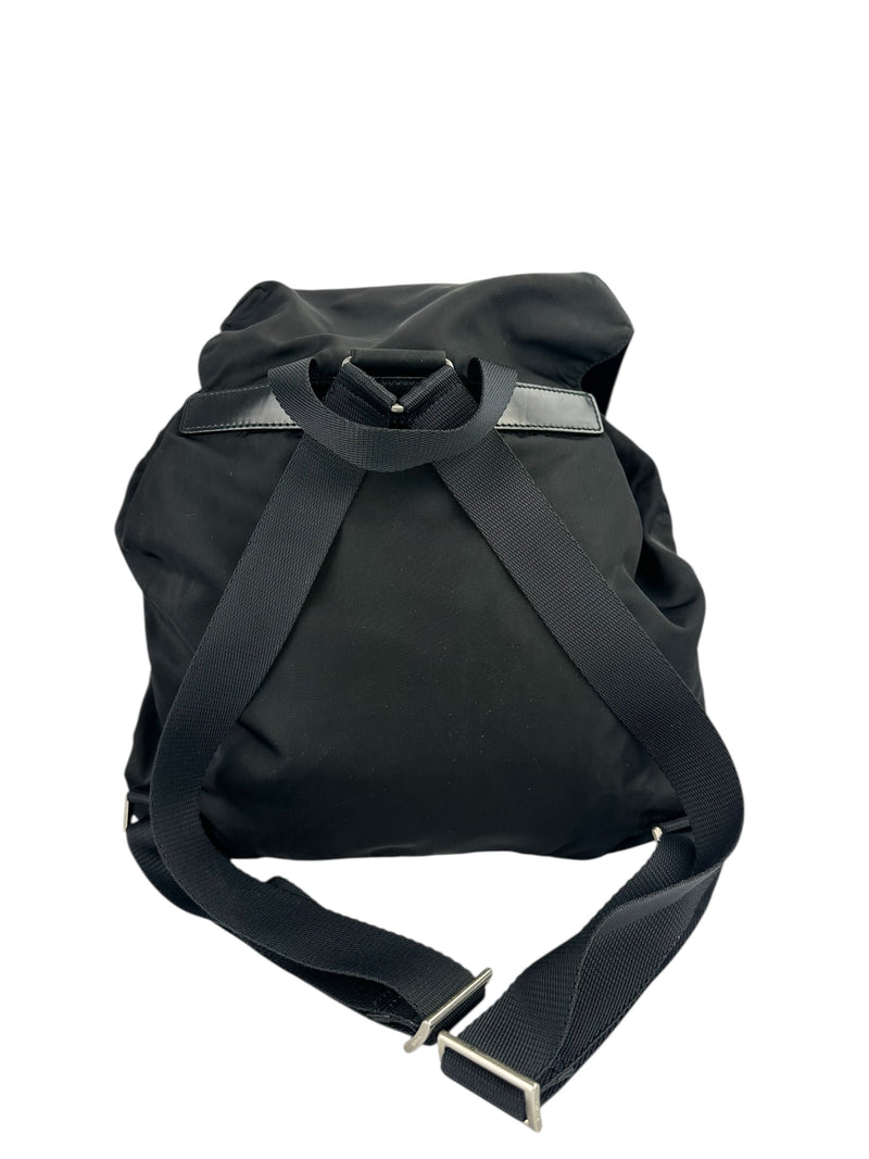 Prada Black Nylon Double Front Pocket Backpack